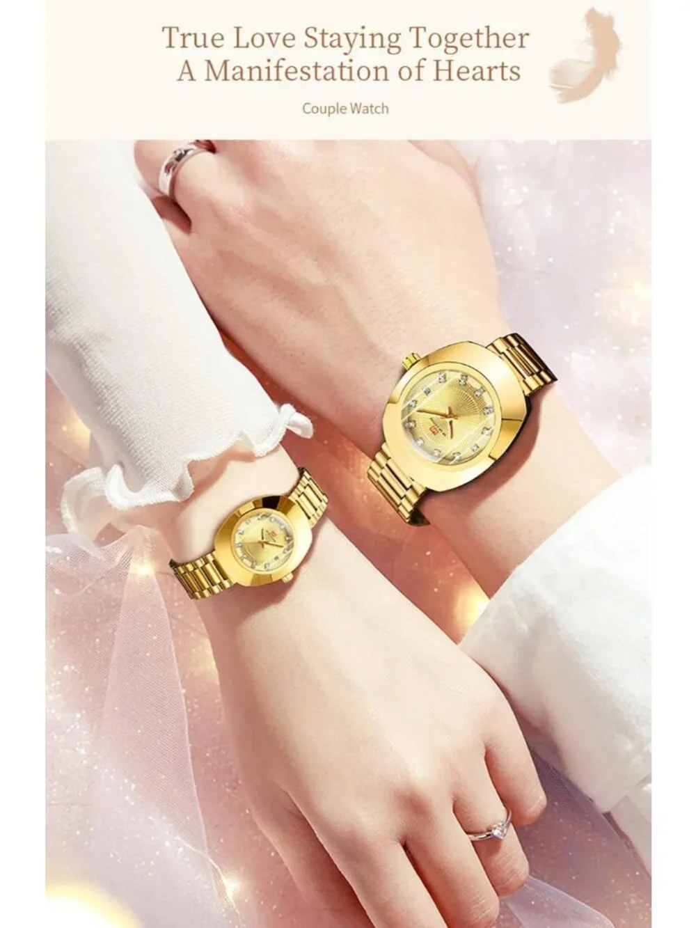 Men's Gold Casual Stainless Steel Oval Style Waterproof Quartz Date Wrist Watch